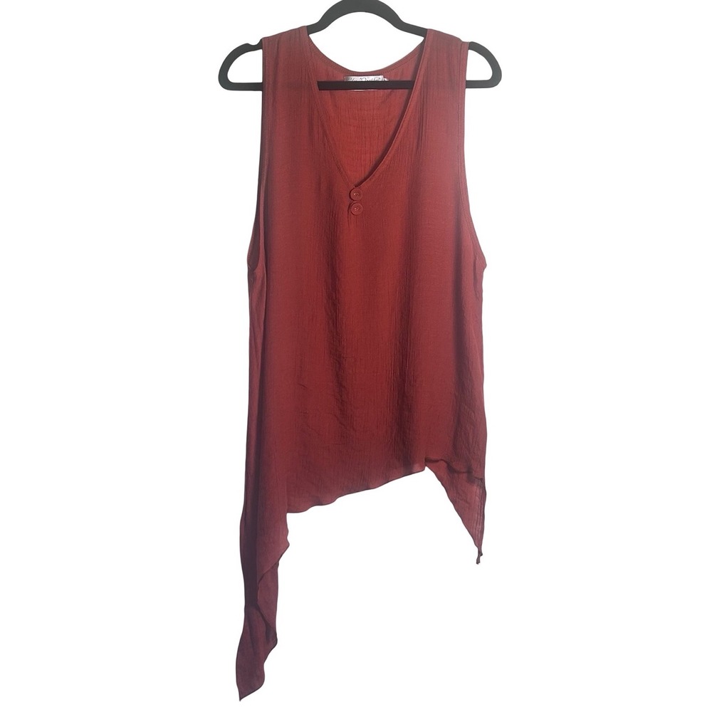 My Pretty Angel Silk Blend Sleeveless Tunic Top Size Large Handkerchief Hem
